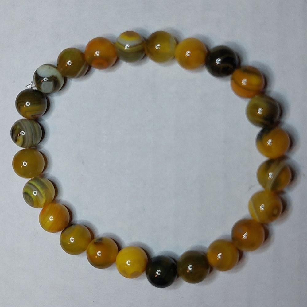 Bumblebee Banded Agate stone 8mm round bead bracelet #2